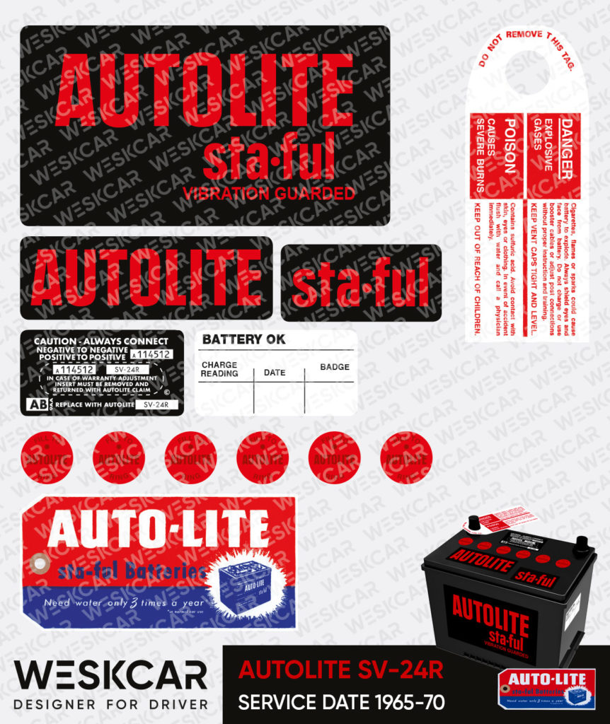 Autolite Battery Group 24 SV24R red (196570) Sticker kit WESKCAR