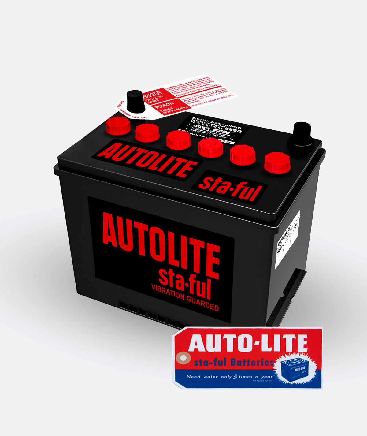 Autolite Battery Group 24 SV-24R red (1965-70) Push in Caps kit - WESKCAR