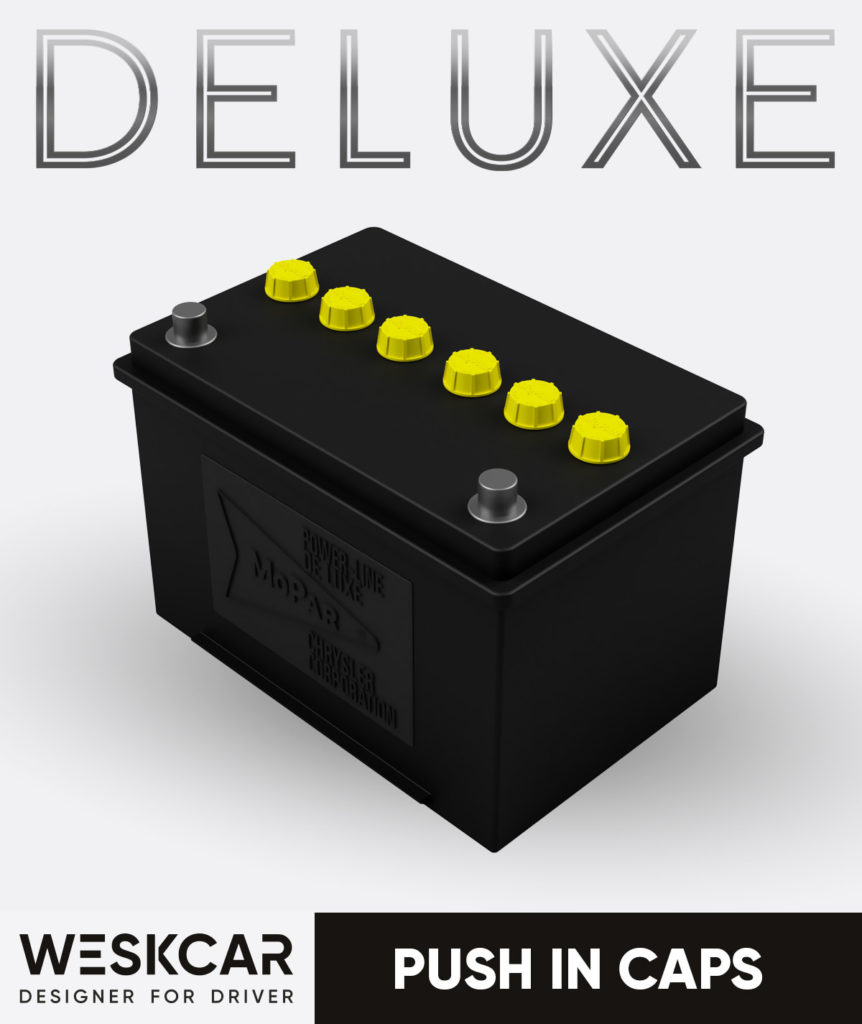 Mopar Battery 24SH (19591965) DELUXE Yellow Push in Caps kit WESKCAR
